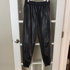 Miou Muse Black Pleather Jogger Track Pants size Small